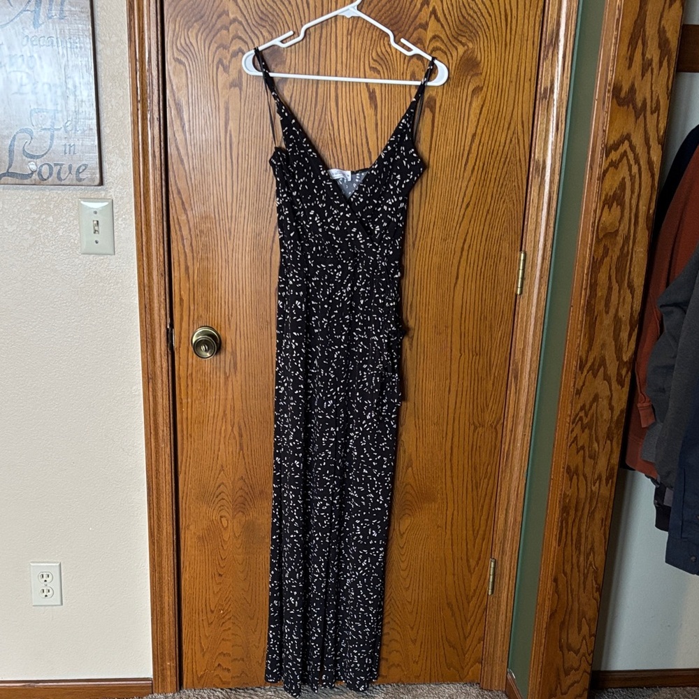 Kaileigh Black and White Spaghetti Strap Jumpsuit